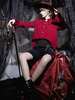 Camicette Gothic Lolita Camicia Lolita a maniche lunghe con top Lolita rosso stile Ouji
