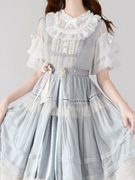 Camicette Gothic Lolita Maniche Corte Bianche Fiocchi di Pizzo Top Lolita Camicia Lolita in Pizzo