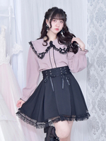 Camicette Gothic Lolita Top Lolita Maniche Lunghe Bianche Fiocchi di Pizzo Camicia Lolita Color Block