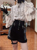 Camicette Gothic Lolita Top Lolita Maniche lunghe color albicocca Volant in pizzo Stampa floreale Camicia Ouji Lolita