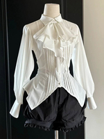 Camicette Gothic Lolita Top Lolita Ruffles Maniche Lunghe Camicetta Lolita Bianca