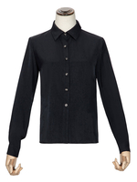 Camicette Lolita accademiche Camicia Lolita nera con maniche lunghe in poliestere Lolita con perline increspate