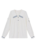 Camicette Lolita accademiche Maniche lunghe Colletto blu scuro Camicia Lolita dolce Lolita bianca