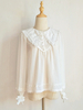 Camicette Lolita Accademiche Top Lolita in Pizzo con Volant Camicetta a Maniche Lunghe Camicia Lolita Bianca