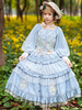 Camicette Lolita classiche Infanta fiocchi maniche lunghe in pizzo Lolita Top Top Camicia Lolita blu grigia con stampa floreale