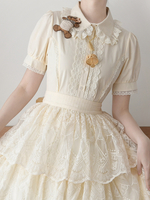 Camicette Lolita con volant in pizzo camicetta Lolita a maniche corte camicia Lolita bianca ed ecru