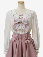 Camicette Lolita dolci fiocchi pizzo top Lolita camicetta a maniche lunghe camicia Lolita rosa
