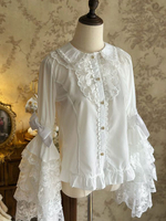 Camicette Lolita Dolci Maniche Lunghe Bianche Fiocchi di Pizzo Top Lolita Camicia Lolita