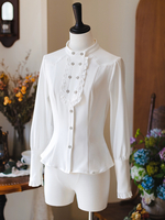 Camicette Lolita dolci Maniche lunghe bianche Top Lolita Camicia Lolita con volant