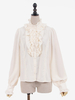 Camicette Lolita Dolci Top Lolita Bianco Ecru Maglietta Lolita con Volant e Maniche Lunghe