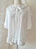 Camicette Lolita Dolci Top Lolita Bianco Maniche Corte Volant in Pizzo Camicia Lolita