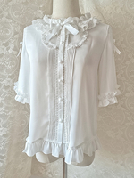 Camicette Lolita Dolci Top Lolita Bianco Maniche Corte Volant in Pizzo Camicia Lolita