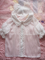 Camicette Lolita Dolci Top Lolita Bianco Maniche Corte Volant in Pizzo Camicia Lolita