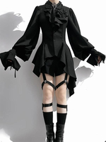 Camicette Lolita Gothic Ouji Prince Camicie nere Maniche lunghe Camicia Lolita con volant