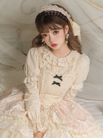 Camicette Lolita gotiche Camicetta a maniche lunghe con volant Top Lolita Camicia Lolita nera