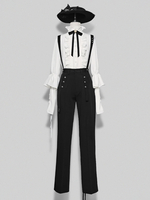 Camicette Lolita gotiche Camicetta superiore Lolita a maniche lunghe con fiocchi arricciati Camicia Lolita bianca