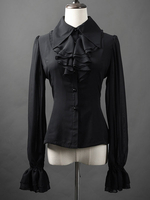 Camicette Lolita gotiche Camicia Lolita bianca a maniche lunghe con volant