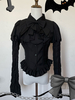 Camicette Lolita gotiche Lolita Top Nero Maniche lunghe Ruffles Fiocchi Camicia Lolita