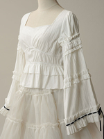 Camicette Lolita in stile cinese Lolita Top Ecru White maniche lunghe Ruffles Lolita Shirt