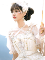 Camicette Lolita Leggero albicocca mezze maniche Fiocchi Poliestere Bowknot Lolita Top Sweet Lolita Shirt