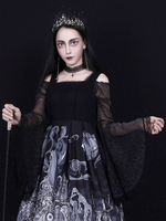 Camicette Lolita Steampunk Top Lolita Camicia Lolita in pizzo a maniche lunghe nera