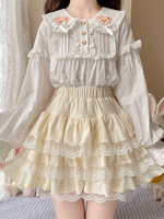 Camicette Lolita stile ROCOCO Camicetta Lolita a maniche lunghe con volant Camicia Lolita bianca