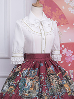 Camicette Lolita stile ROCOCO Camicetta Lolita a maniche lunghe in pizzo con balze Camicia Lolita bianca