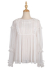 Camicette Lolita stile ROCOCO Maniche lunghe Fiocchi Ruffles Camicia Lolita albicocca chiara Top Lolita