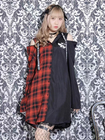 Camicette Steampunk Lolita Camicetta a maniche lunghe Lolita Top scozzese Camicia Lolita blu