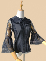 Camicette Sweet Lolita Camicetta Lolita con mezze maniche a pieghe in pizzo Infanta Camicia Lolita bianca