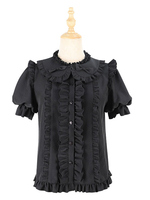 Camicette Sweet Lolita Camicetta Lolita Top Bows maniche corte Camicia Lolita nera