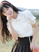 Camicette Sweet Lolita Maniche Corte Bianche Ruffles Lolita Top Camicia Lolita