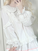 Camicette Sweet Lolita Ruffles Lolita Top Camicetta a maniche lunghe Camicia Lolita bianca