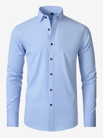 Camicia a maniche lunghe da uomo vestibilità slim con bottoni tinta unita