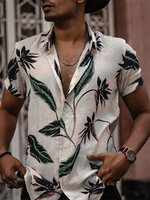 Camicia casual da uomo con colletto rovesciato Camicie da uomo bianche stampate chic