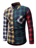 Camicia casual per uomo Colletto rovesciato Maniche lunghe Camicie nere con opere darte casual
