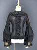 Camicia classica Lolita Magia Star Chiffon pizzo arricciato Hime manica nera Lolita Top