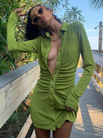 Camicia da donna Abito corto in velluto con colletto alla rovescia a maniche lunghe