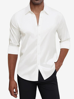 Camicia da uomo a maniche lunghe con bottoni in cristallo modello business casual slim