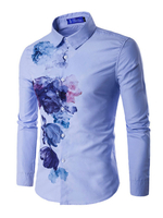 Camicia da uomo Camicia casual in cotone a maniche lunghe con stampa floreale