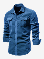 Camicia da uomo in cotone slim fit casual a maniche lunghe