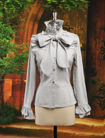 Camicia di cotone grigio elegante maniche lunghe Lolita