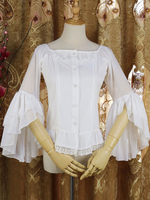 Camicia Lolita classica in lycra con collo in pizzo e collo a balze