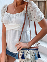 Camicia per donna bianca classica manica corta chiacchierino