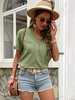 Camicia per donna verde chiacchierino scollo a V bottoni classici maniche corte top