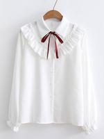 Camicia Sweet Lolita Top Lolita a maniche lunghe con fiocchi in volant