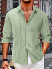 Camicie casual da uomo con bottoni righe maniche lunghe testurizzate estive da spiaggia