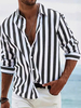 Camicie casual da uomo con colletto rovesciato a righe a maniche lunghe da uomo