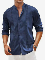 Camicie da spiaggia estive casual a maniche lunghe cubane Guayabera da uomo