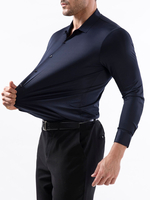 Camicie da uomo senza cuciture elastiche a maniche lunghe antirughe